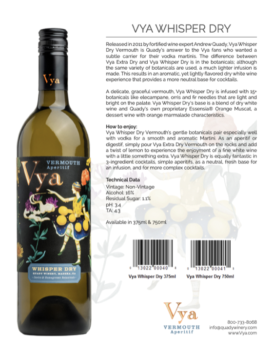 Vya Whisper Dry Vermouth